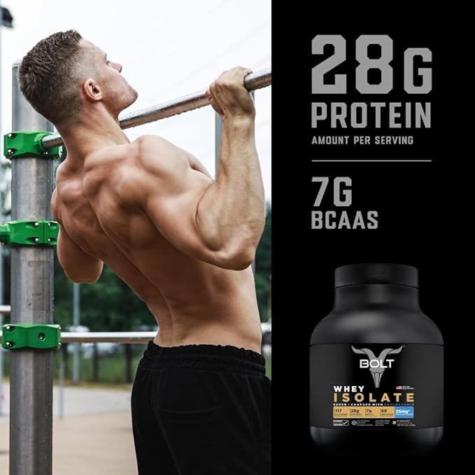 BOLT Nutrition Whey Isolate Protein Powder | With Superfood PHYCOCYANIN | USA Formulation & Origin | For Muscle Strength & Bone Health | 5LB/2.26kg (69 Servings)  - Thumbnail